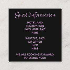 Cartão De Informações Informações sobre reservas de convidados para casa