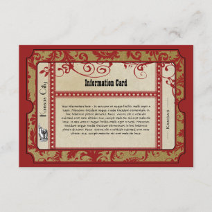 Cartão De Informações Ingresso Casamento Broadway Vermelho Vintage Old H