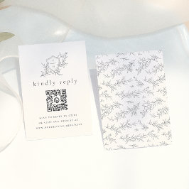 Cartão De Informações Iniciais Botânicas Ilustradas Código QR RSVP Casam