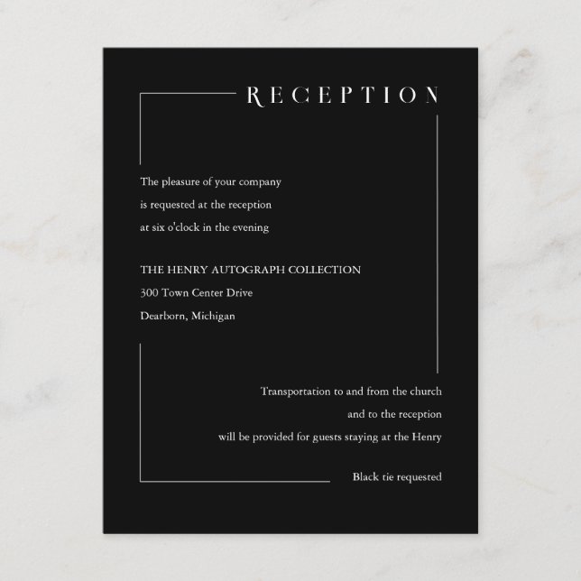 Cartão De Informações Iniciais Geométricos Pretos Elegantes (Frente)