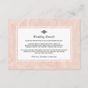 Cartão De Informações Inserir Detalhes do Casamento vintage Elegante Ros