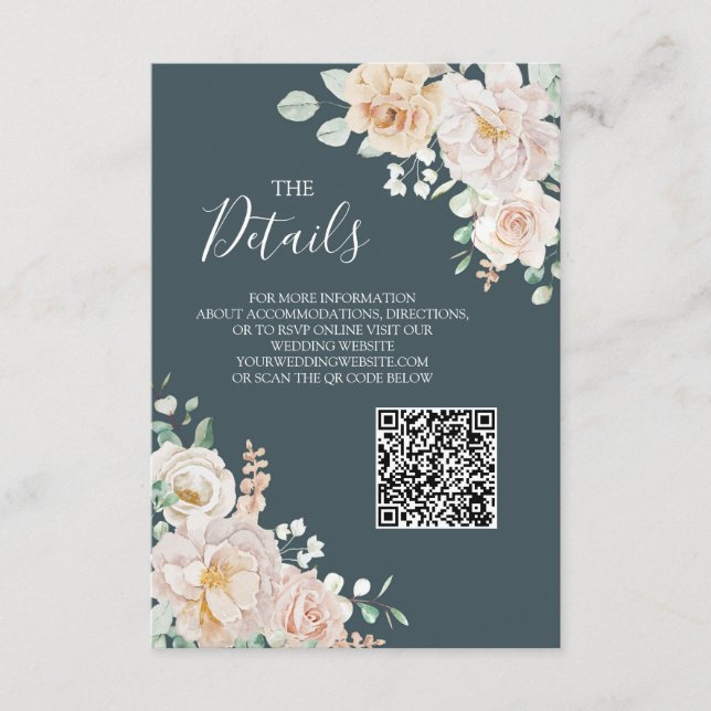 Cartão De Informações Inserir detalhes do código QR do casamento floral  (Frente)