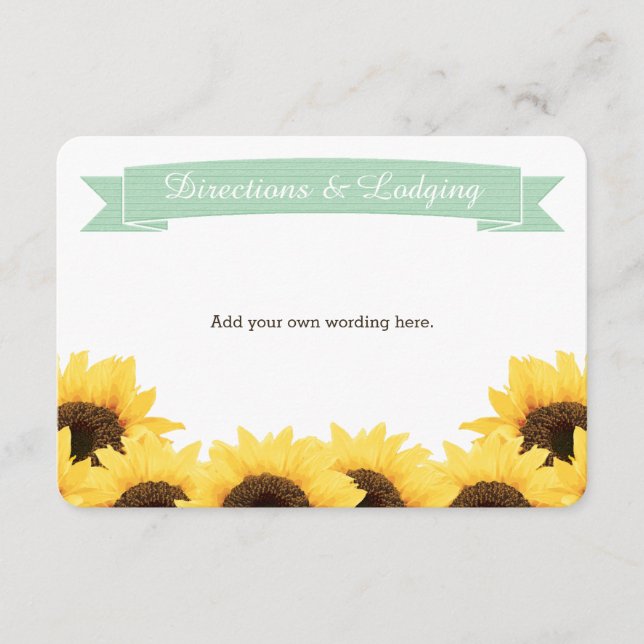 CARTÃO DE INFORMAÇÕES INSERIR ENCLOSURE RUSTIC SUNFLOWER MINT (Frente)
