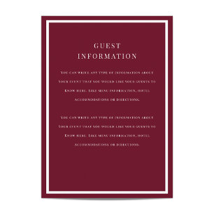 Cartão De Informações Inserto de Casamento Brushed Overlay