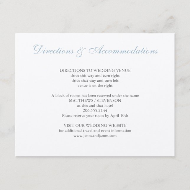 Cartão De Informações Inserto de casamento de Hortênsia (Frente)