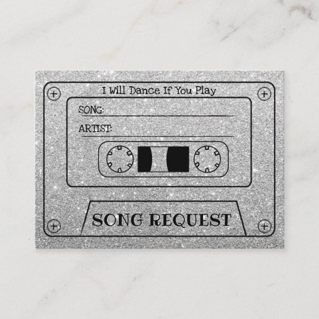 Cartão De Informações Inserto de Cassete Prata Moderno para Pedido de Mú (Frente)