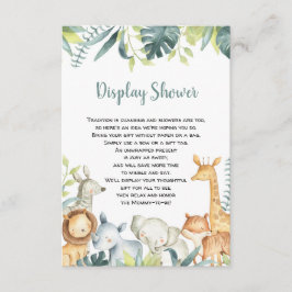 Cartão De Informações Inserto de chuveiro com exibição de animais de saf