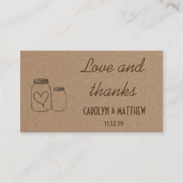 Cartão De Informações Inserto de Coração Rustico em Masonjar Casamento A