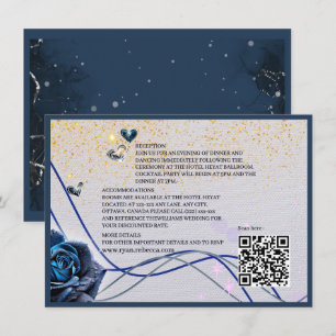 Cartão De Informações Inserto de Enclausuramento Navy Silver Gold C com 