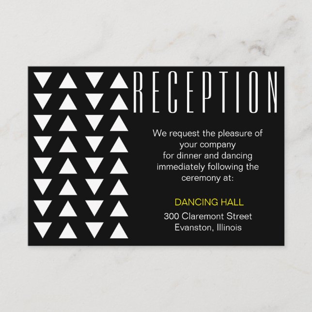 Cartão De Informações Inserto de recepção de casamento com acento amarel (Frente)