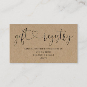 Cartão De Informações Inserto do Registro de Presentes / Encarte para Co