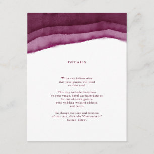 Cartão De Informações Inserto / Instruções de Casamento em Aquarela Burg