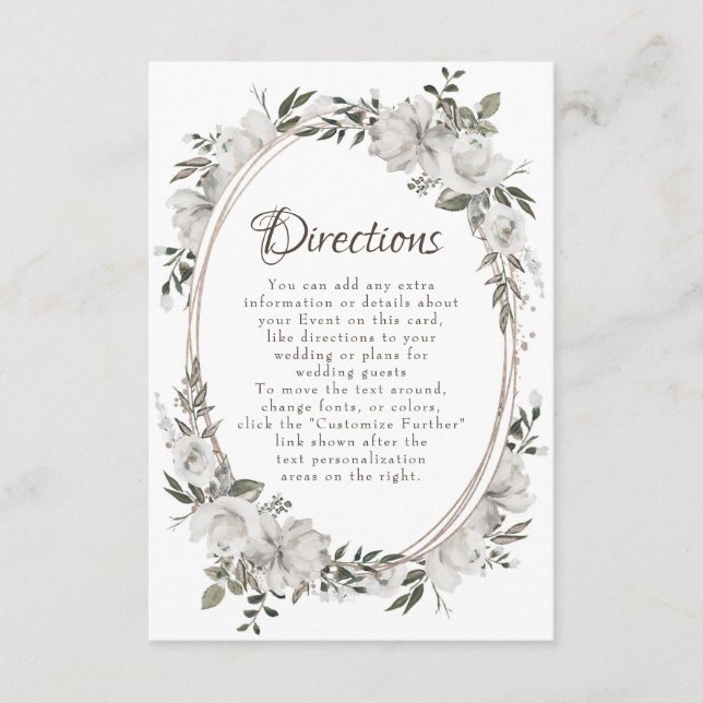 Cartão De Informações Instruções de casamento ovais florais Cherish Vint (Frente)