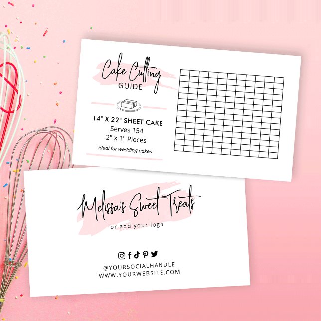 Cartão De Informações Instruções para cortar bolos retângulos de casamen (14 x 22 inch rectangle wedding cake cutting guide)