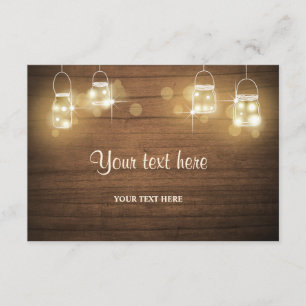 Cartão De Informações Introduza das luzes rústicas dos frascos da