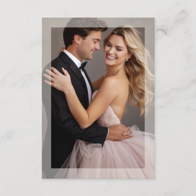 Cartão De Informações Invólucro bege do ouro de casamento com foto de qu (Frente)