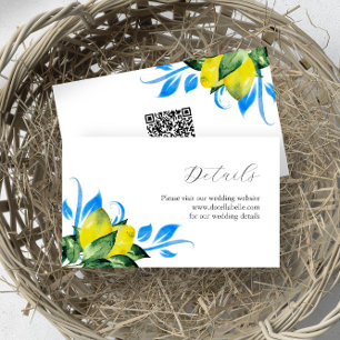 Cartão De Informações Invólucro Botânico Amarelo e Azul de Limões