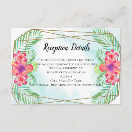 Cartão De Informações Invólucro de praia por aquarela de flores de hibis