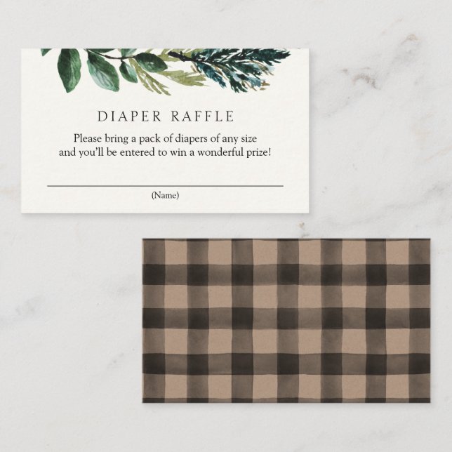 Cartão De Informações Invólucro de Raffle, Xadrez e verde, (Frente/Verso)