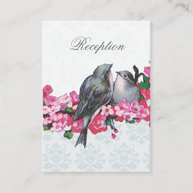 Cartão De Informações Invólucro de Recepção de casamento de Aves Vintage (Frente)