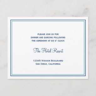 Cartão De Informações Invólucro de recepção de casamento de concha azul