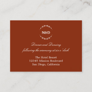 Cartão De Informações Invólucro simples de recepção de casamento vermelh