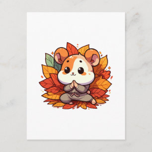 Cartão De Informações Ioga de hamster outono Kawaii
