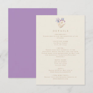 Cartão De Informações Iris Floral Wedding Elegante