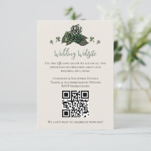 Cartão De Informações Irish Green Floral Skulls Casamento Website Código