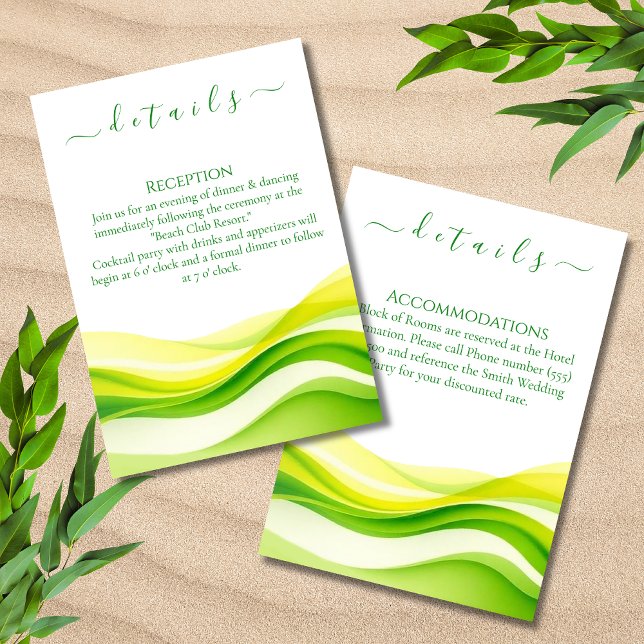 Cartão De Informações Island Citrus Green and Yellow Wedding Details (Island Citrus Green and Yellow Wedding Details Enclosure Card)