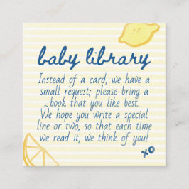 Cartão De Informações Italian Citrus Yellow Gingham Baby Library