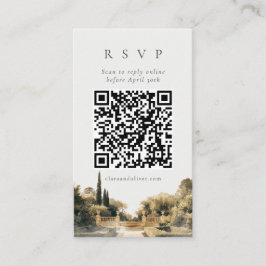 Cartão De Informações Italian Garden Terrace Wedding QR Code RSVP Card