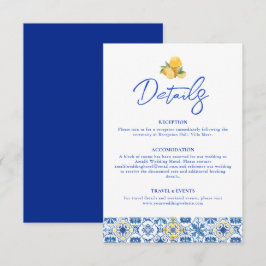 Cartão De Informações Italian Tiles La Dolce Vita Destination Wedding