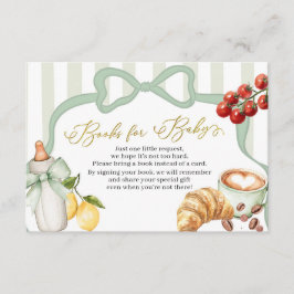 Cartão De Informações Italy Sage Green Coquette Stripes Books for Baby
