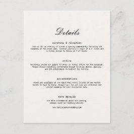 Cartão De Informações Ivory and Black Wedding Details