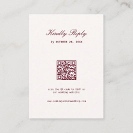 Cartão De Informações Ivory and Burgundy Wedding Rsvp
