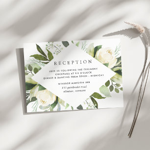 Cartão De Informações Ivory Bloom   Recepção de casamento Floral de Aqua