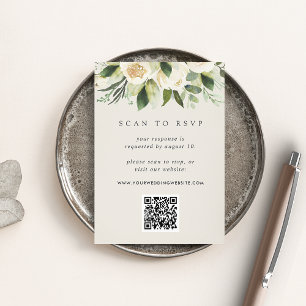Cartão De Informações Ivory Bloom RSVP de Casamento de Código QR Flora