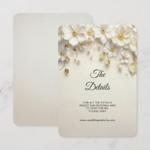 Cartão De Informações Ivory Floral Dourada deixa uma placa de gabinete d