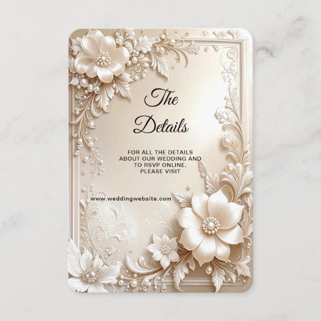 Cartão De Informações Ivory Flowers Detail Enclosure (Frente)
