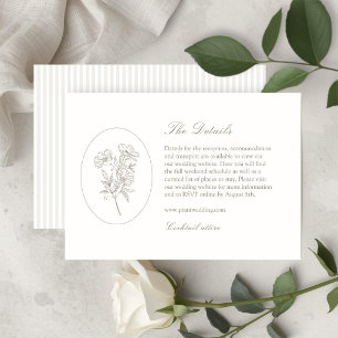 Cartão De Informações Ivory & Sand Cunhas Botânicas Ovals de Casamento