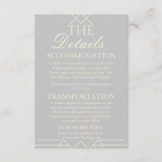 Cartão De Informações Ivory & Silver Wedding Details Enclosure Card