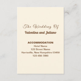 Cartão De Informações Ivory Wedding Accommodation Portrait