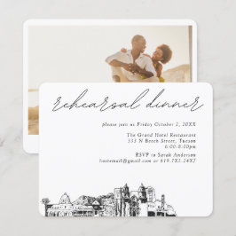 Cartão De Informações Jantar de Ensaios de Casamento Elegante em Tucson