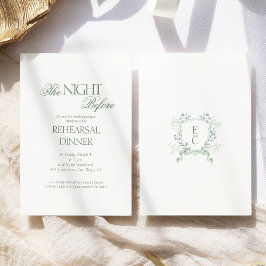 Cartão De Informações Janto de ensaio do monograma floral de casamento e