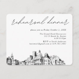 Cartão De Informações Janto de Ensaio Elegante de Casamento de Boston