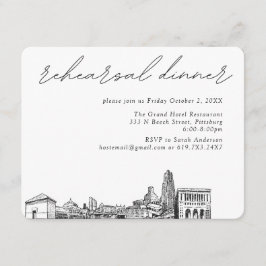 Cartão De Informações Janto de Ensaio Elegante de Casamento de Pittsburg