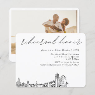 Cartão De Informações Janto de Ensaio Elegante de Casamento de Spokane