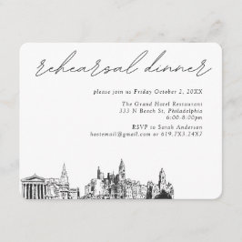 Cartão De Informações Janto Elegante de Casamento de Filadélfia