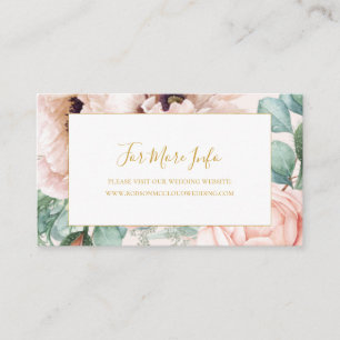 Cartão De Informações Jardim Floral Elegante Blush Pastel Wedding
